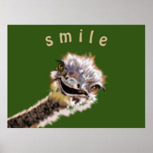Playable Ostrich Poster - Lächeln - Deine Farbe -