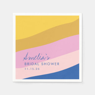 Playable Stripes Blue Yellow Custom Brautparty Serviette