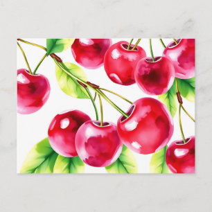 Playable Watercolor Cherries Postkarte