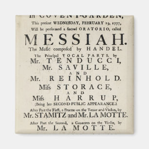 Playbill, das eine Leistung annonciert Magnet