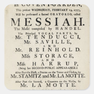 Playbill, das eine Leistung annonciert Quadratischer Aufkleber