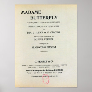 Playbill für Madame Butterfly durch Giacomo Poster