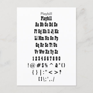 Playbill - Zazzle-Schriftart-Mustervorlage Postkarte