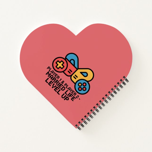 Player 1 & 2 Married Gamer Notizbuch (Rückseite)