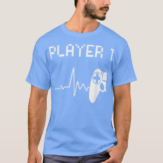 Player 1 Heart Beat Video Game Pärchen Matching Ga T-Shirt