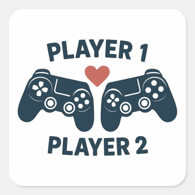 Player 1 Player 2 Paar Gamer Aufkleber (Vorderseite)