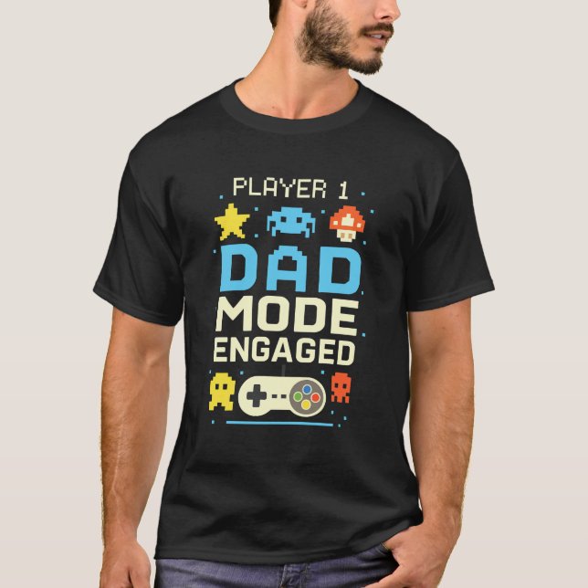 Player 1 Vater Modus Verlobt T - Shirt (Vorderseite)