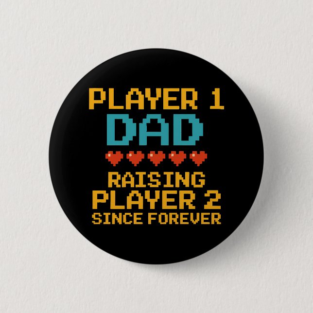 Player 1 Vater Retro Gamer Button (Vorderseite)