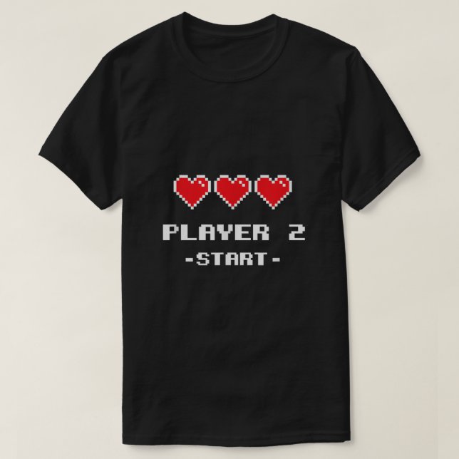 Player 2 Matching Player 1 Player 2 für Videospiel T-Shirt (Design vorne)