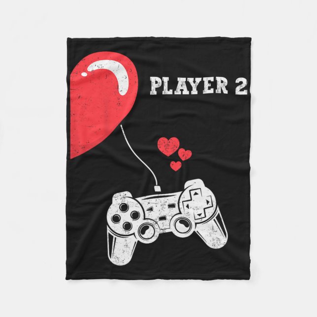 Player 2 Valentines Day Gaming Matching Couple Gam Fleecedecke (Vorderseite)