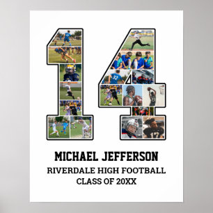 Player Number 14 Senior Sports Team Foto Collage Poster