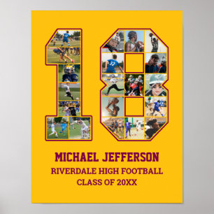 Player Number 18 Senior Sports Team Foto Collage Poster