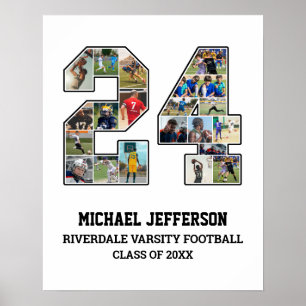 Player Number 24 Senior Sports Team Foto Collage Poster