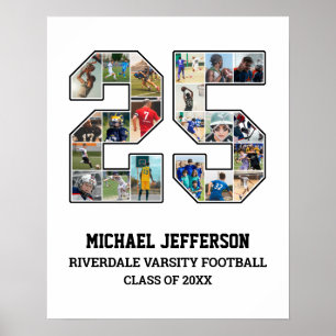 Player Number 25 Senior Sports Team Foto Collage Poster