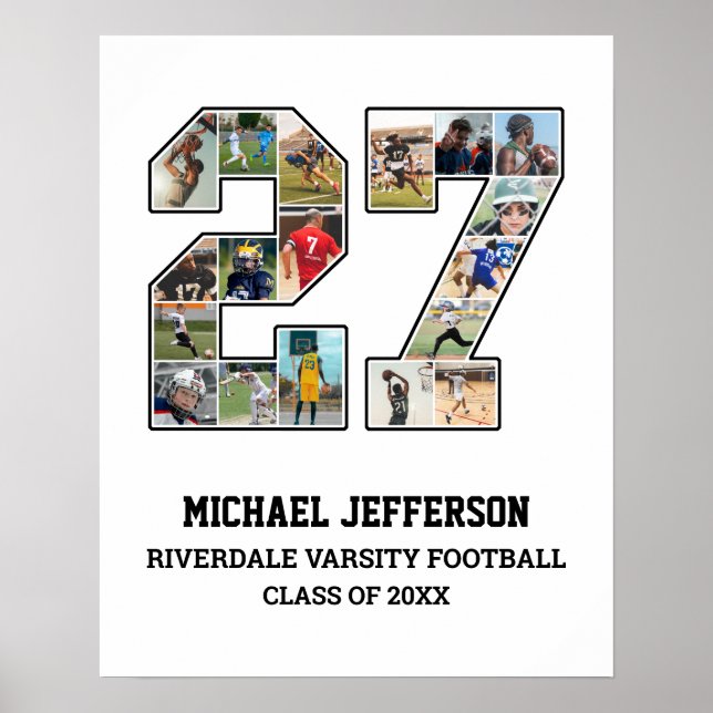 Player Number 27 Senior Sports Team Foto Collage Poster (Vorne)