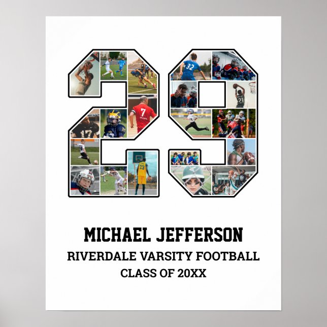 Player Number 29 Senior Sports Team Foto Collage Poster (Vorne)