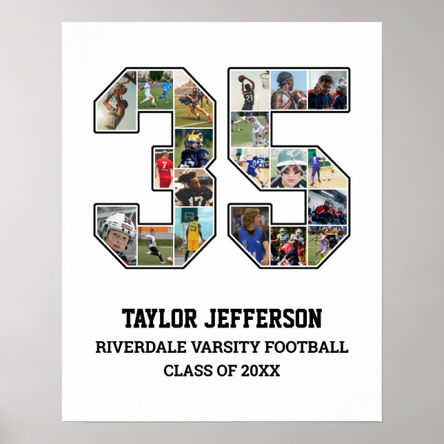 Player Number 35 Senior Sports Team Foto Collage Poster (Vorne)