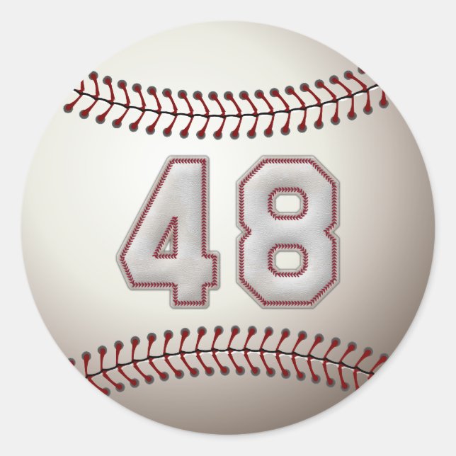 Player Number 48 - Coole Baseball-Sticks Runder Aufkleber (Vorderseite)