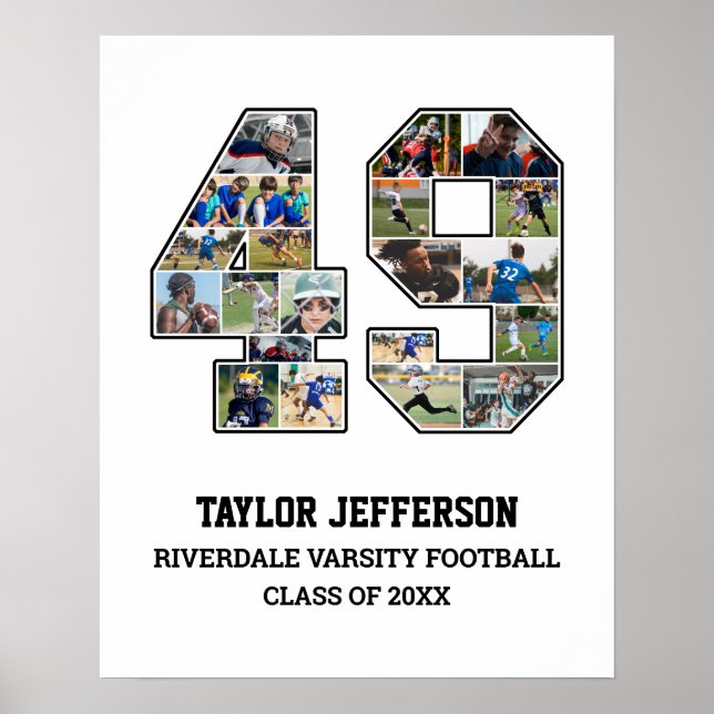 Player Number 49 Senior Sports Team Foto Collage Poster (Vorne)