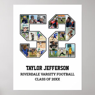 Player Number 52 Senior Sports Team Foto Collage Poster
