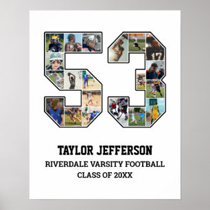 Player Number 53 Senior Sports Team FotoCollage Poster