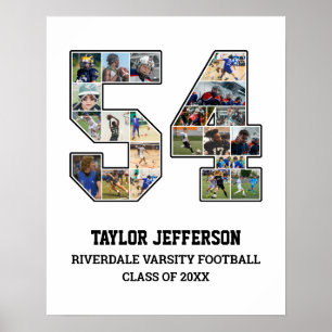 Player Number 54 Senior Sports Team Foto Collage Poster