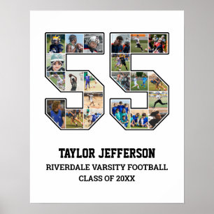 Player Number 55 Senior Sports Team Foto Collage Poster