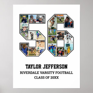 Player Number 56 Senior Sports Team Foto Collage Poster