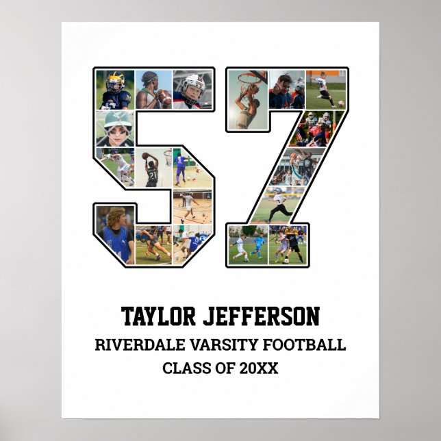 Player Number 57 Senior Sports Team Foto Collage Poster (Vorne)