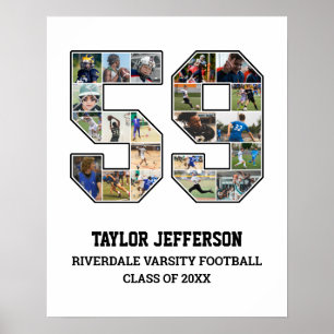 Player Number 59 Senior Sports Team Foto Collage Poster