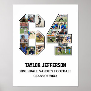 Player Number 64 Senior Sports Team Foto Collage Poster