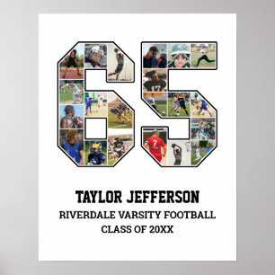 Player Number 65 Senior Sports Team Foto Collage Poster