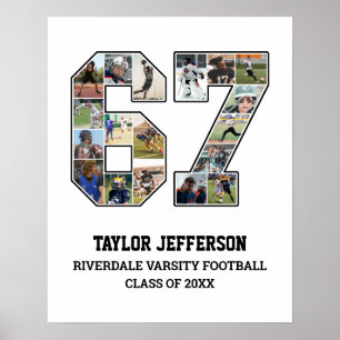 Player Number 67 Senior Sports Team Foto Collage Poster