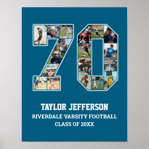 Player Number 70 Senior Sports Team Foto Collage Poster