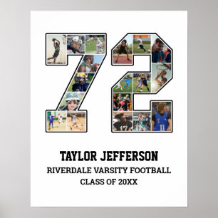 Player Number 72 Senior Sports Team Foto Collage Poster