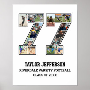 Player Number 77 Senior Sports Team Foto Collage Poster