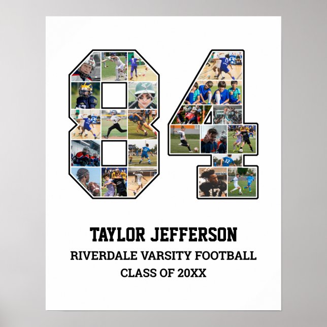 Player Number 84 Senior Sports Team Foto Collage Poster (Vorne)