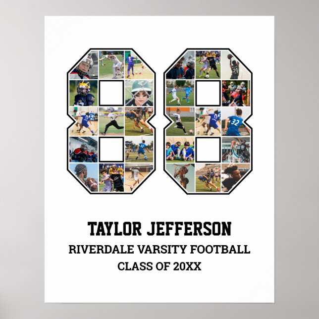 Player Number 88 Senior Sports Team Foto Collage Poster (Vorne)