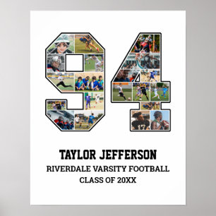 Player Number 94 Senior Sports Team Foto Collage Poster
