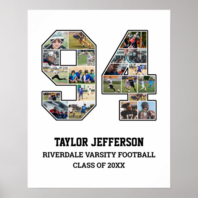 Player Number 94 Senior Sports Team Foto Collage Poster (Vorne)