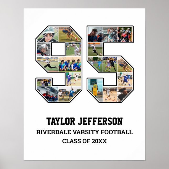 Player Number 95 Senior Sports Team Foto Collage Poster (Vorne)