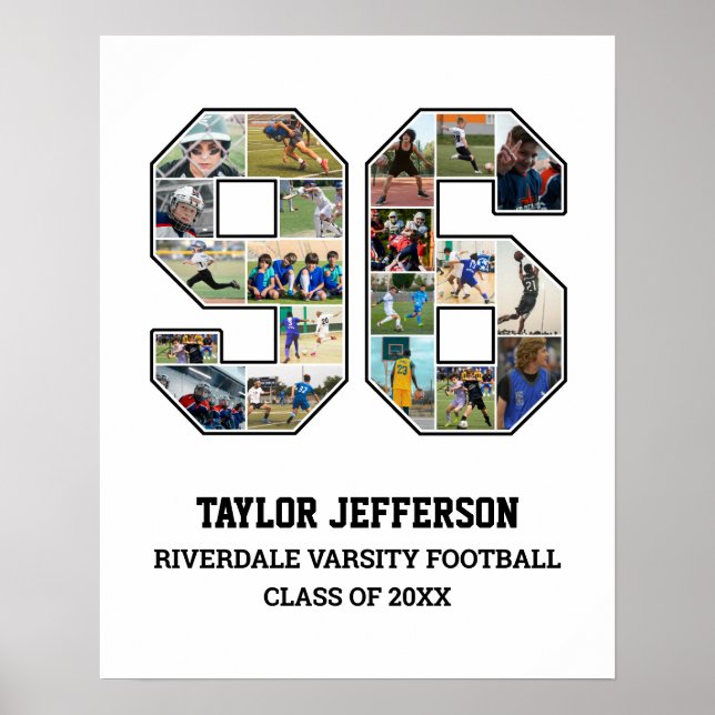 Player Number 96 Senior Sports Team FotoCollage Poster (Vorne)