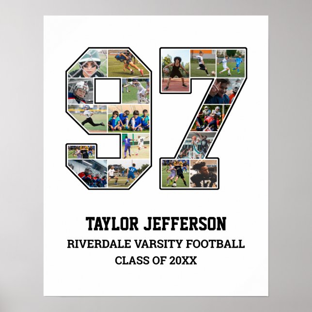 Player Number 97 Senior Sports Team Foto Collage Poster (Vorne)