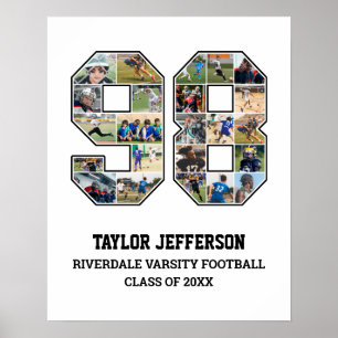Player Number 98 Senior Sports Team Foto Collage Poster