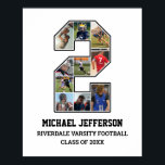 Player Nummer 2 Foto Collage des Senior Sports Tea Poster<br><div class="desc">Personalisierte Foto Collage für Spieler Nummer 2. Dieses individuell gestaltbare Foto-Geschenk eignet sich hervorragend für Senioren, Sportveranstaltungen oder Geburtstagsgeschenke für Ihren Sportler. Es ist eine großartige Möglichkeit, wertvolle Momente und Erinnerungen aus ihren Sportspielen zu zeigen. Das Poster verfügt über eine Collage von Fotos und kann mit Namen, Schulmannschaften, Klassenjahr oder...</div>