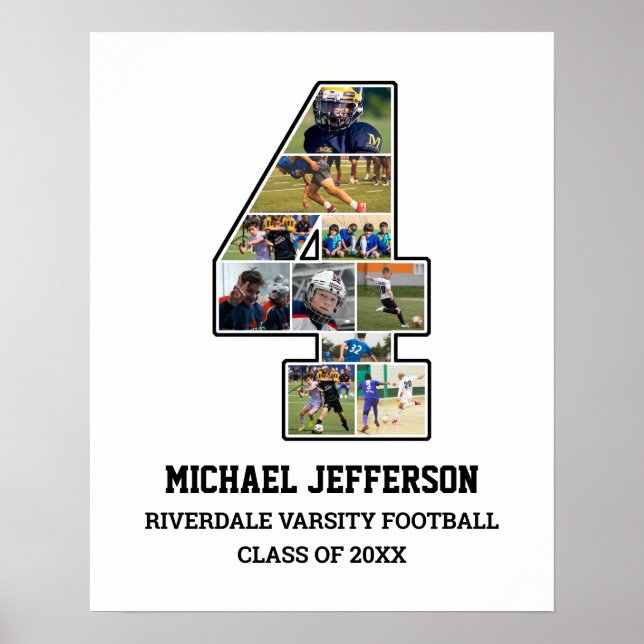 Player Nummer 4 FotoCollage des Senior Sports Team Poster (Vorne)
