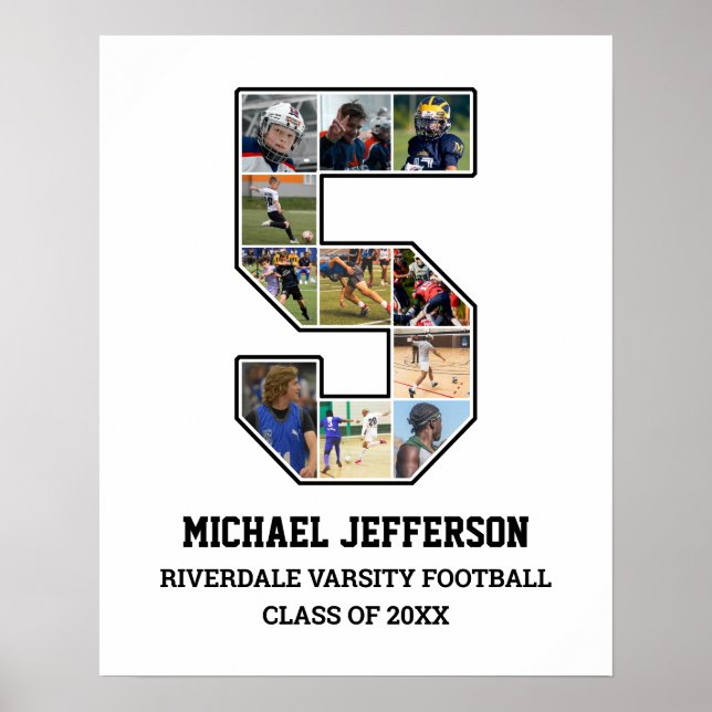 Player Nummer 5 - FotoCollage des Senior Sports Te Poster (Vorne)
