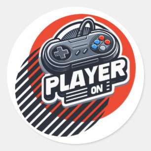 Player on runder aufkleber