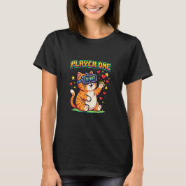 Player One 8-Bit VR Gamer Katze T-Shirt
