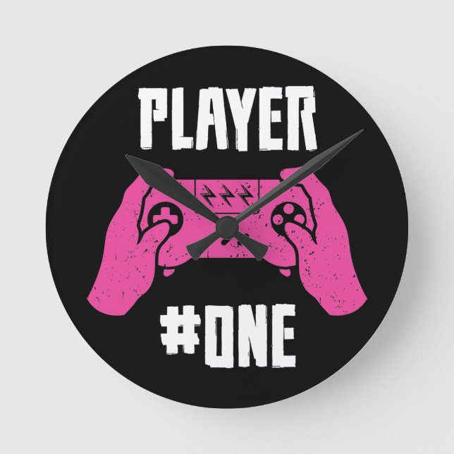 Player #One Gaming Runde Wanduhr (Vorderseite)